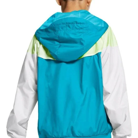 Nike Sportswear Boy's Windrunner Full Zip Hooded Jacket (Medium, Chlorine Blue/